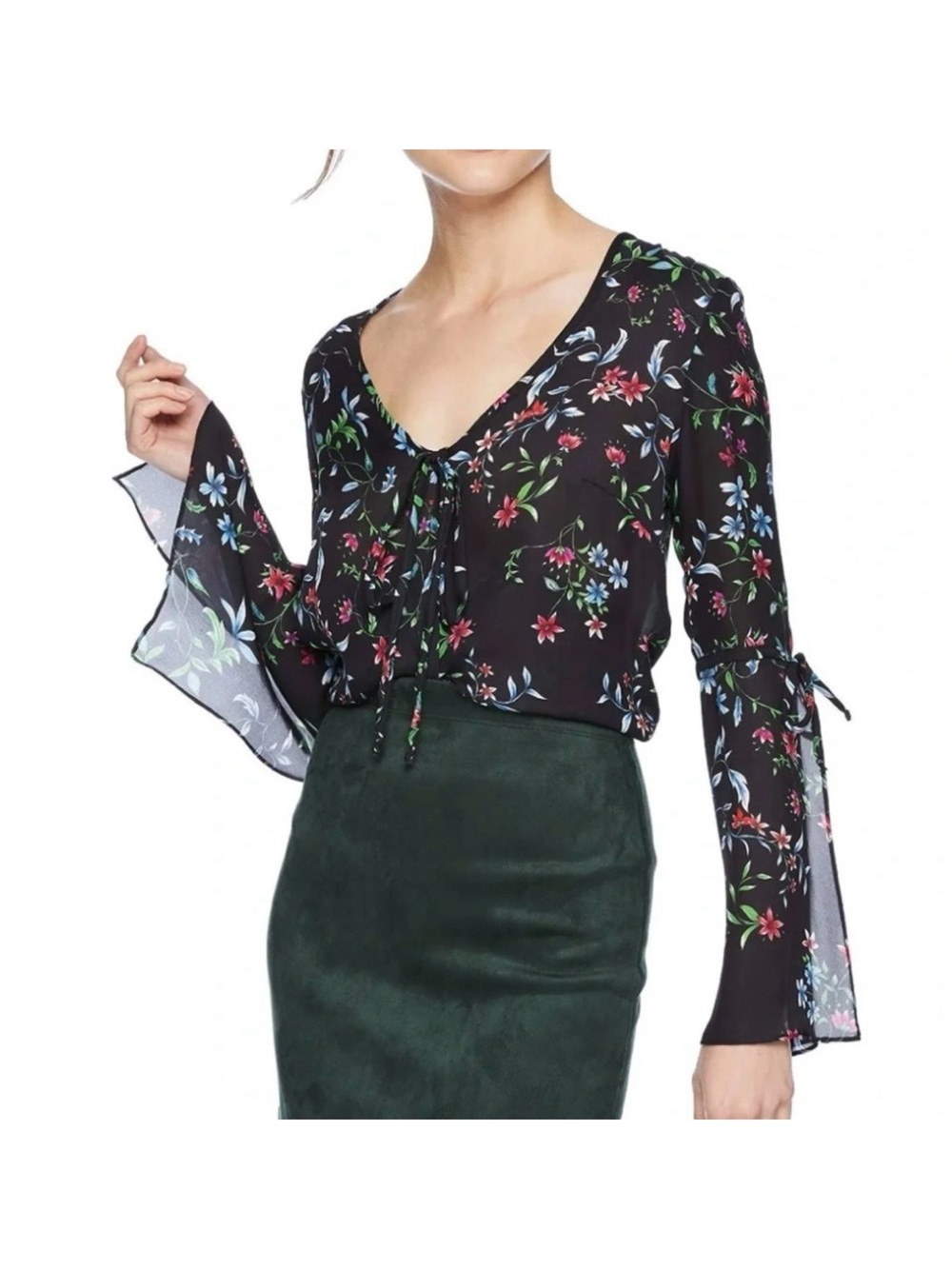 NWT Milly Maggie Wildflower Print Sheer Blouse, size S